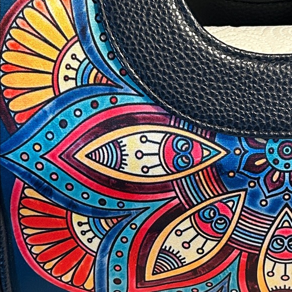 Chula Handheld Women’s Handbag - Navy with Multicolor Mandala Detail - Picture 2 of 12